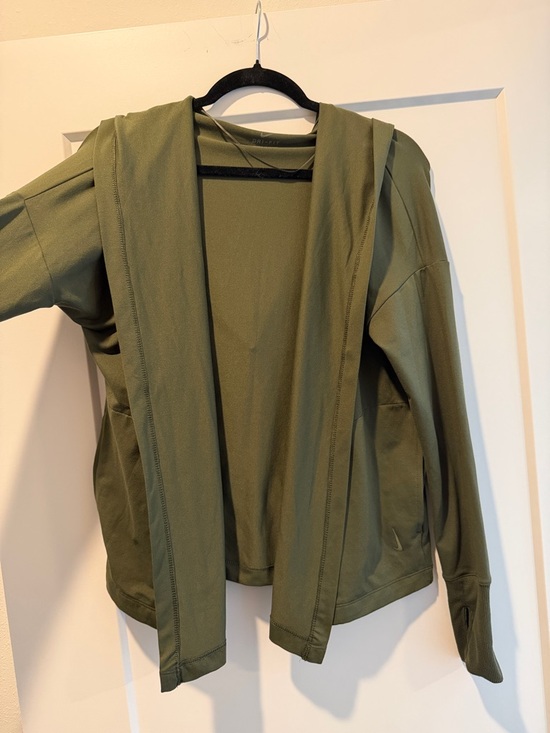 Nike Sweaters - Nike Olive Green Dri-FIT Open-Front Hooded Jacket